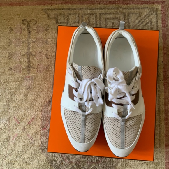 HERMES leather color block pattern sneakers - Picture 5 of 6